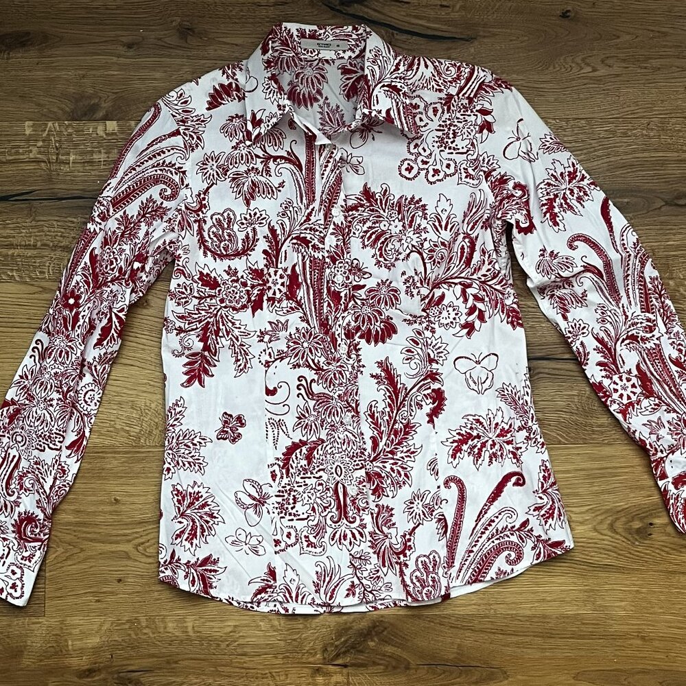 Etro Milano Button Down Blouse - Red / White - Size 42 (Small / Medium)